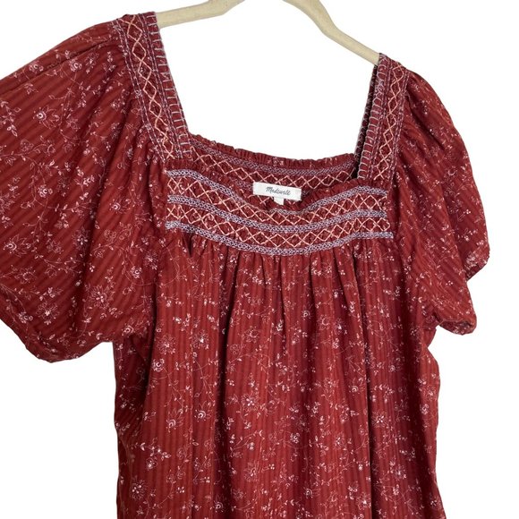 Madewell Square Neck Smocked Top in Dotted Vines, S - Picture 4 of 10
